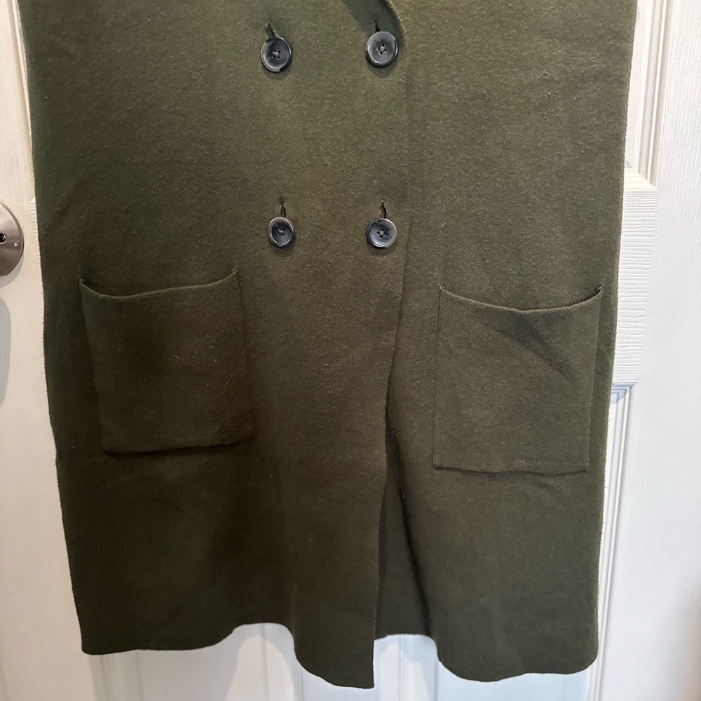 NWOT J.Jill Majestic Double Breasted Gilet Sweater Forest Green Size Medium - Picture 4 of 9